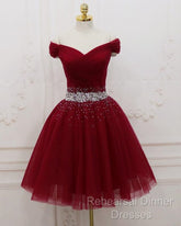 Short Black Tulle Off The Shoulder Dress Beaded Sashes